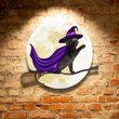 Black Cat Witch Metal Sign Happy Halloween Funny Wall Hanging Gifts For Cat Lovers