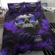 Purple Skull Art Bedding Set Creepy Horror Halloween Bedroom Decor