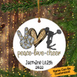 Personalized Cheer Christmas Ornament 2022 Cheerleader Tree Ornaments Peace Love Cheer