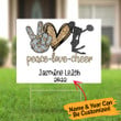 Custom Cheer Yard Sign Cheerleader Yard Signs Peace Love Cheer Lawn Decoration