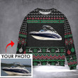 Personalized Photo Boat Ugly Christmas Sweater Funny Xmas Sweaters Gifts For Boat Lovers