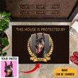 Personalized Photo Dobermann This House Is Protected By Doormat Dog Themed Doormats Decor