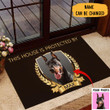 Personalized Photo Dobermann This House Is Protected By Doormat Dog Themed Doormats Decor