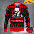 Personalized Skull Ugly Christmas Sweater Funny Humor Skull Holiday Sweater Presents