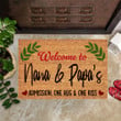 Welcome To Nana And Papa'S Admission One Hug And One Kiss Doormat Indoor Mat Front Door Decor