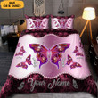 Customized Name Butterfly Purple Bedding Set Personalized Duvet Cover Set Gift For Women
