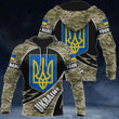 Ukraine Flag With Trident Camouflage Hoodie Stand With Ukraine Apparel Support Ukrainian