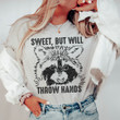Raccoon Sweet But Will Throw Hands Long Sleeve Shirt Funny Saying Cute Clothing Gift For Cousin