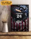 Personalized Baseball Player American Flag Poster Baseball Lovers Wall Decor Art