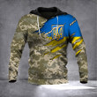 Ukrainian Flag With Trident Hoodie Stand With Ukraine Camouflage Clothing