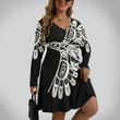 Eagle Haida Art Native American Women's V-neck Long Sleeve Dress Fashion Women Clothing