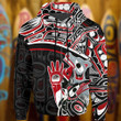 Wolf And Raven Spirit Pacific Northwest 3D Printed Hoodie Haida Art Style Merch