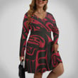 Haida Art Spirit Native American Women's Round Neck Above Knee Dress Beach Dresses For Women