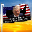 Trump Mugshot Never Surrender Flag Donald Trump 2024 Campaign American Flag Yard Flag