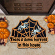 There's Some Horrors In This House Spider Web Doormat Halloween Front Door Mat