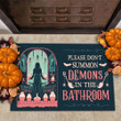 Please Don't Summon Demons In The Bathroom Blue Doormat Halloween Welcome Mat Home Decor