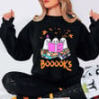 Boo Reading Books Sweatshirt Black Halloween Ideas Cute Apparel Gifts For Book Lovers