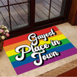 Gayest Place In Town Doormat LGBT Pride Month Merch Gayest Place In Town Welcome Mat