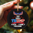 Trump 2024 Ornament Faith Family Freedom American Eagle Trump Campaign Merchandise Xmas Decor