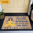 Personalized Yoga Please Be Mindful Of The Energy You Bring Doormat Yoga Related Gifts