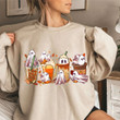 Ghost Fall Drinks And Pumpkin Spice Latte Sweatshirt Halloween Ideas Funny Clothing