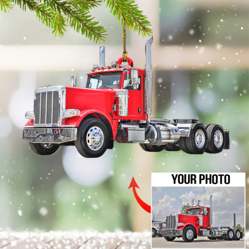Custom Photo Semi Truck Christmas Ornaments Personalized Truck Driver Ornaments Decorations