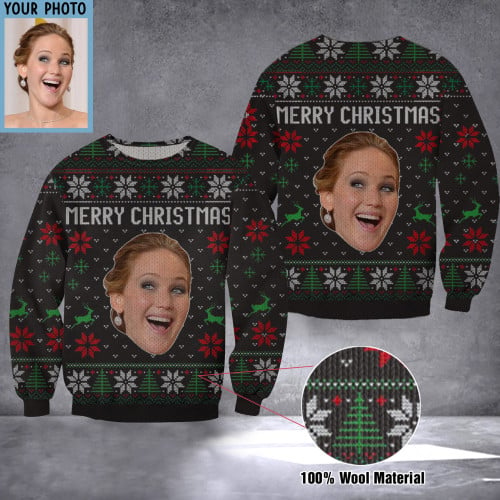 Custom Face Photo Ugly Christmas Sweater With Picture Personalized Holiday Sweaters