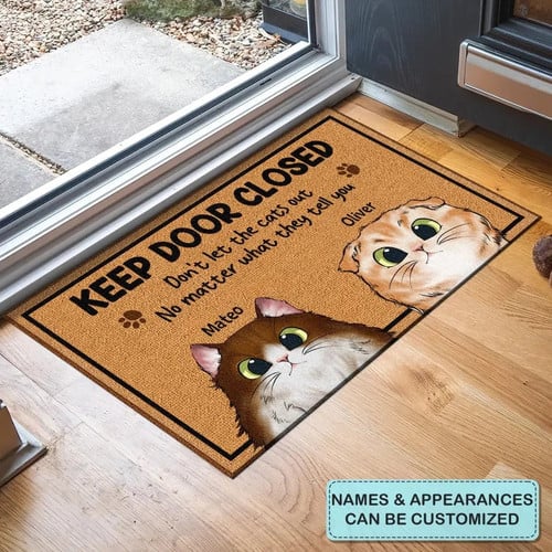 Personalized Cat Keep Door Closed Doormat Custom Cat Welcome Mat Gifts For Pet Owners