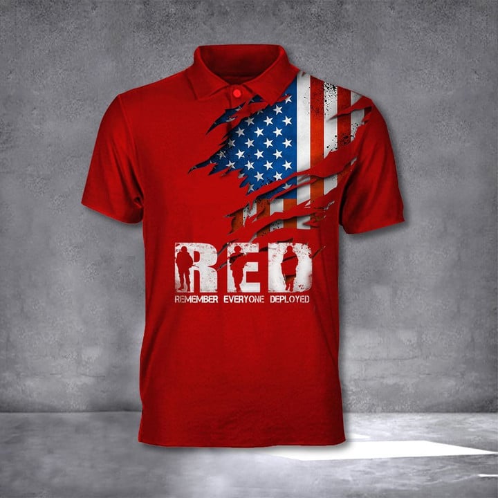 Remember Everyone Deployed Polo Red T-Shirt - Moothearth