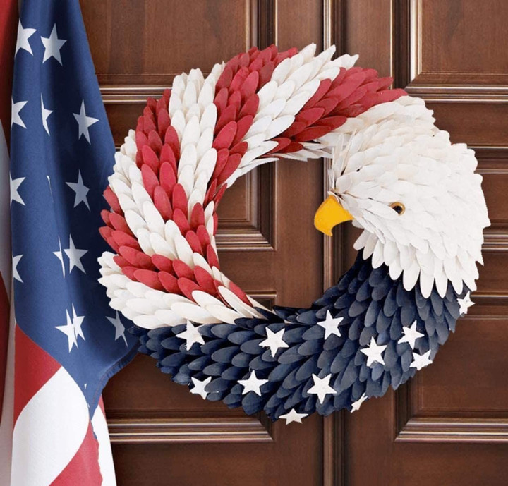 American Eagle Wreath Patriotic Christmas Wreath For 4Th Of July Door Decoration