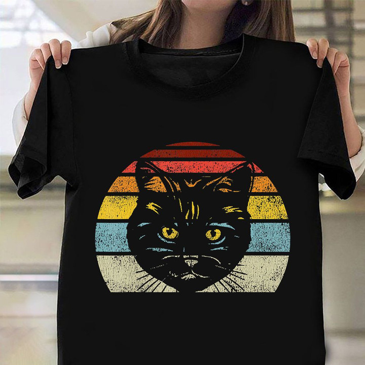 Cat Old Retro Vintage T-Shirt Cute Cat Graphic Tee Shirt Bestie Birthday Gift Ideas