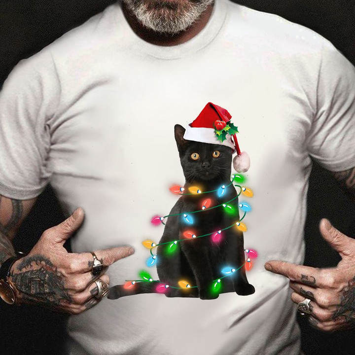 Black Cat Christmas Shirt Christmas Vacation T-Shirts Christmas Gifts For Cat Lovers