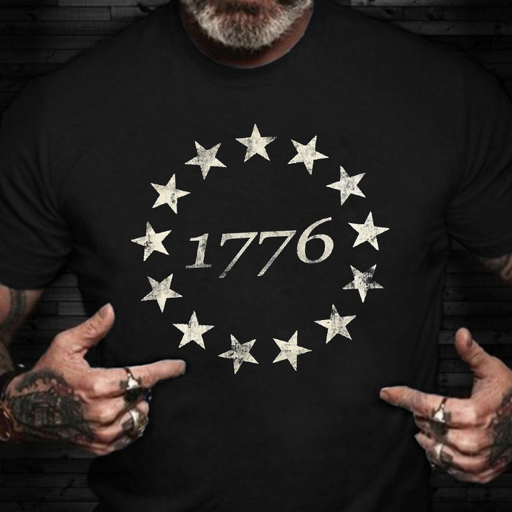 1776 13 Star Betsy Ross Flag T-Shirt Distressed American Flag Shirt Patriotic Gifts
