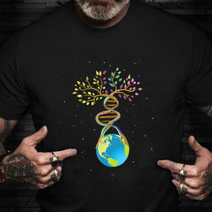 Earth Day Shirt DNA Tree Life Mother Earth Genetics Biologist Science T-Shirt