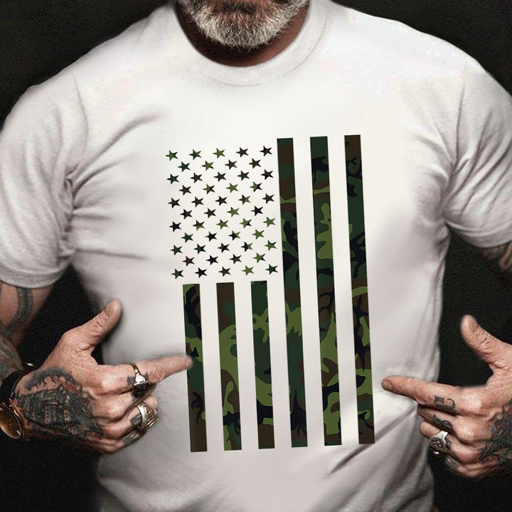 American Military Flag Shirt US Military Tactical Camouflage T-Shirt Gifts For Soldier