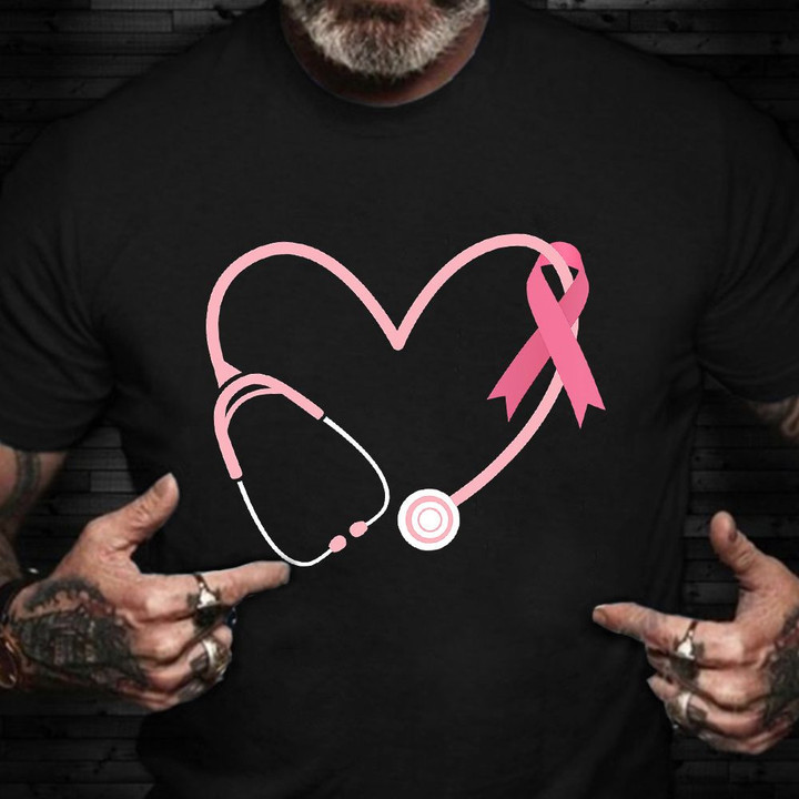 Doctor Nurse Heart Love Pink Ribbon Cute Breast Cancer Gifts T-Shirt