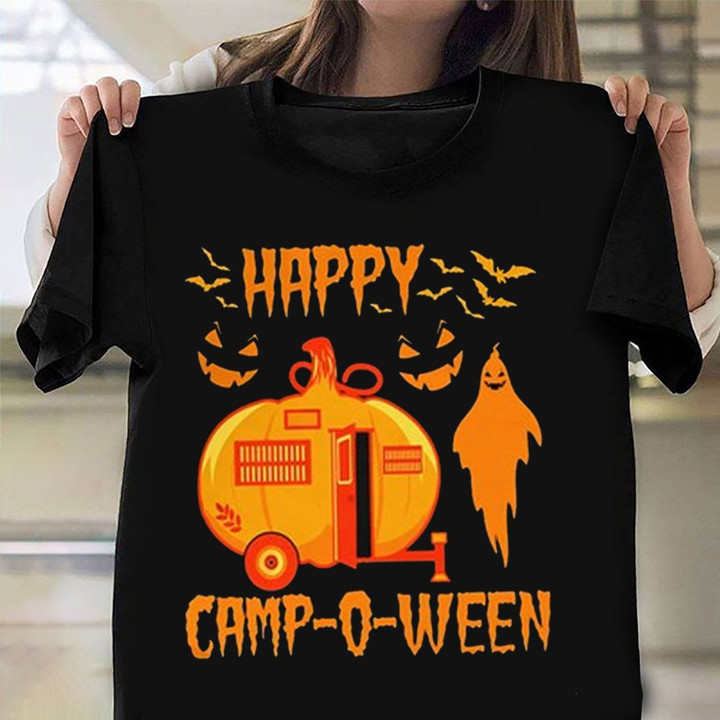 Happy Camp-O-Ween T-Shirt Ghost Halloween Shirt Gifts For Camping Lovers