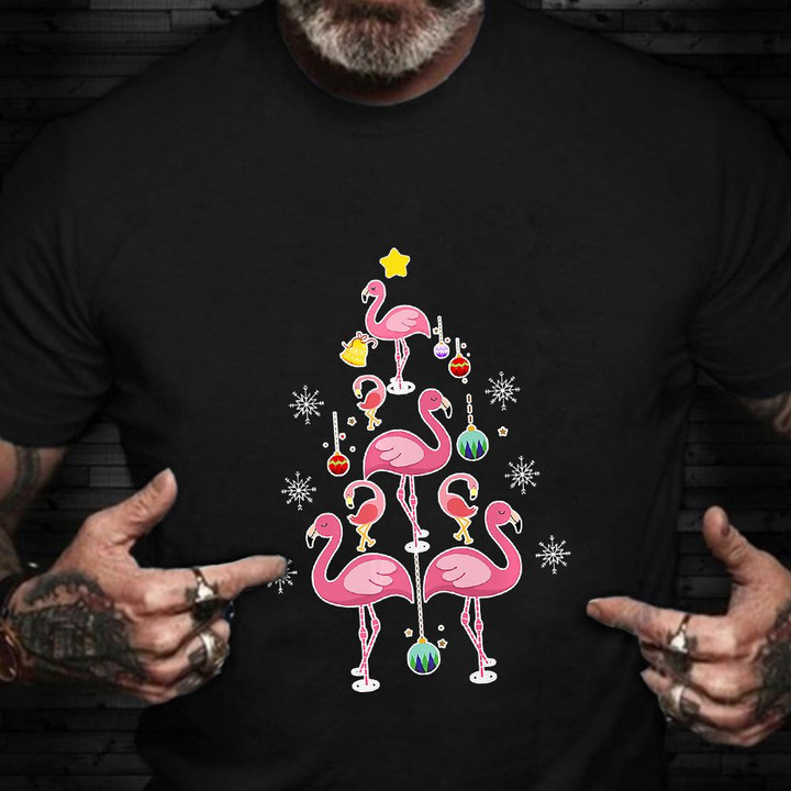 Flamingo Christmas Tree Shirt Womens Christmas 2021 Shirt Xmas Gift Ideas For Her