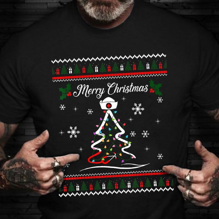 Merry Xmas Nurse Ugly Christmas Shirt Christmas Gift Ideas For Nurse Coworkers