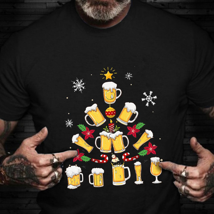 Christmas Beer T-Shirt Beer Graphic Tee Christmas Drinking Shirts Xmas Gifts For Husband