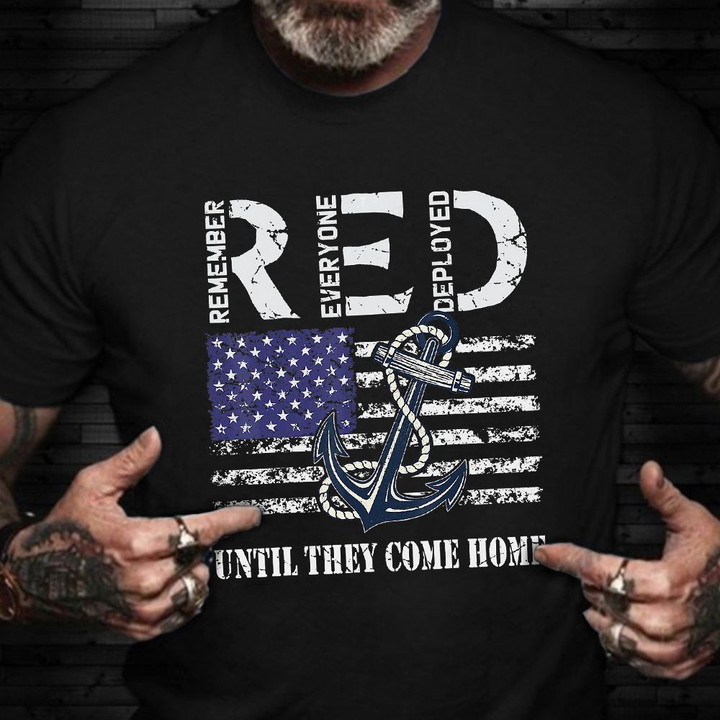 Red Friday Until They Come Home Shirt Vintage Navy American Flag T-Shirt Gift Ideas For Veteran