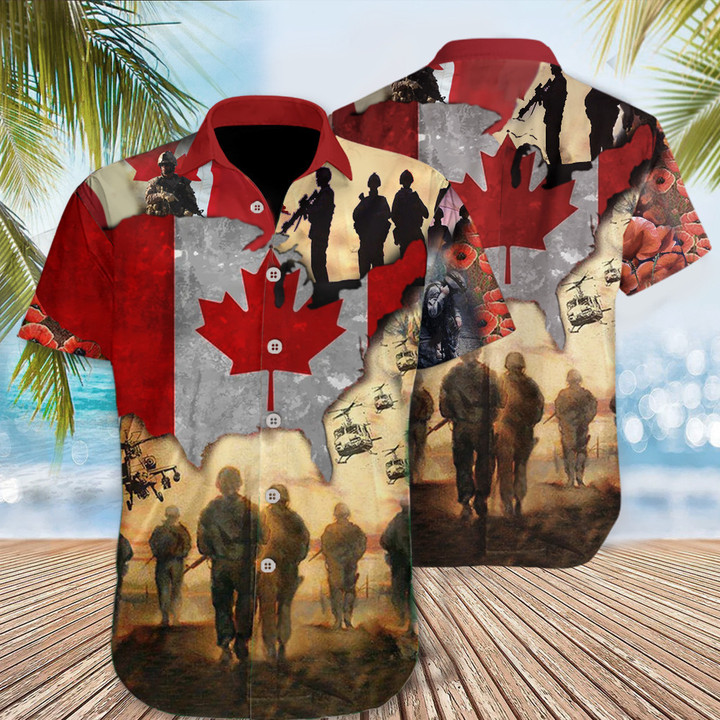Canadian Veterans Poppy Hawaii Shirt Military Memorial Day Patriotic Clothing Merch