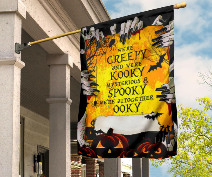 We're Creepy And We're Kooky My Mysterious And Spooky Flag Happy Halloween Yard Decor Ideas