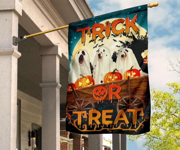 Ghost Dogs Trick Or Treat Flag Happy Halloween Front Yard Decoration Dog Lovers Gift