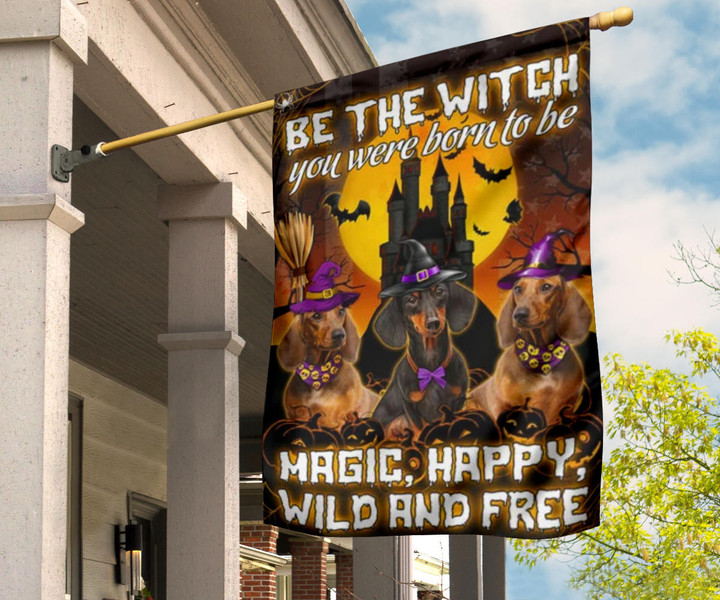 Dachshunds Be The Witch You Were Born To Be Magic Happy Flag Pet Lover Halloween Porch Decor