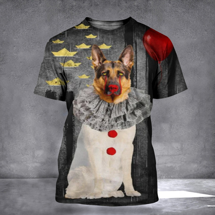 German Shepherd Dog Happy Halloween 3D Shirt Dog Owner Cute Halloween T-Shirt Men Gift