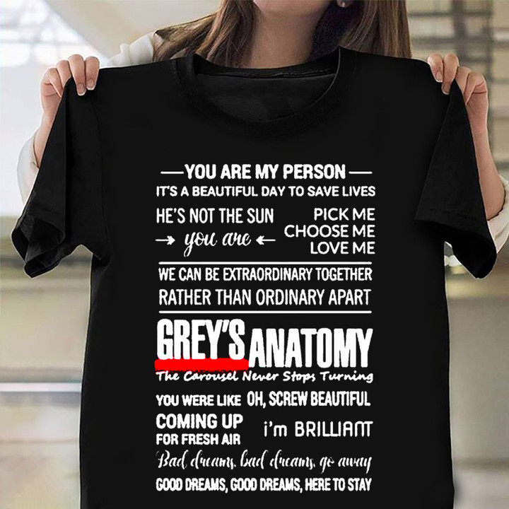 You Are My Person Grey's Anatomy T-Shirt Greys Fan Merch Clothing Gift Ideas