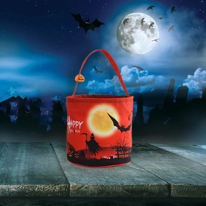 Happy Halloween Fabric Basket Ghost Bat Pumpkin Candy Halloween Spooky Basket Ideas