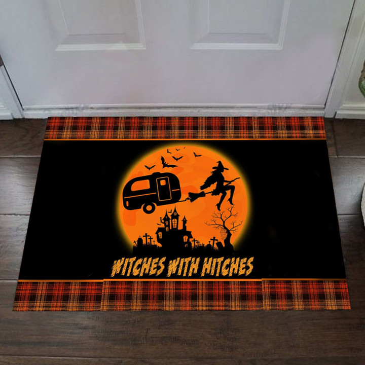 Camping Witches With Hitches Halloween Doormat Funny Front Door Mats Gift For Camper