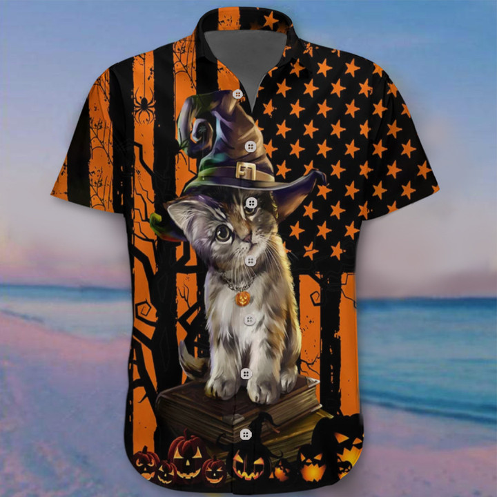 Cat Happy Halloween Hawaii Shirt Cute Cat Halloween Shirts Gifts For Animal Lovers